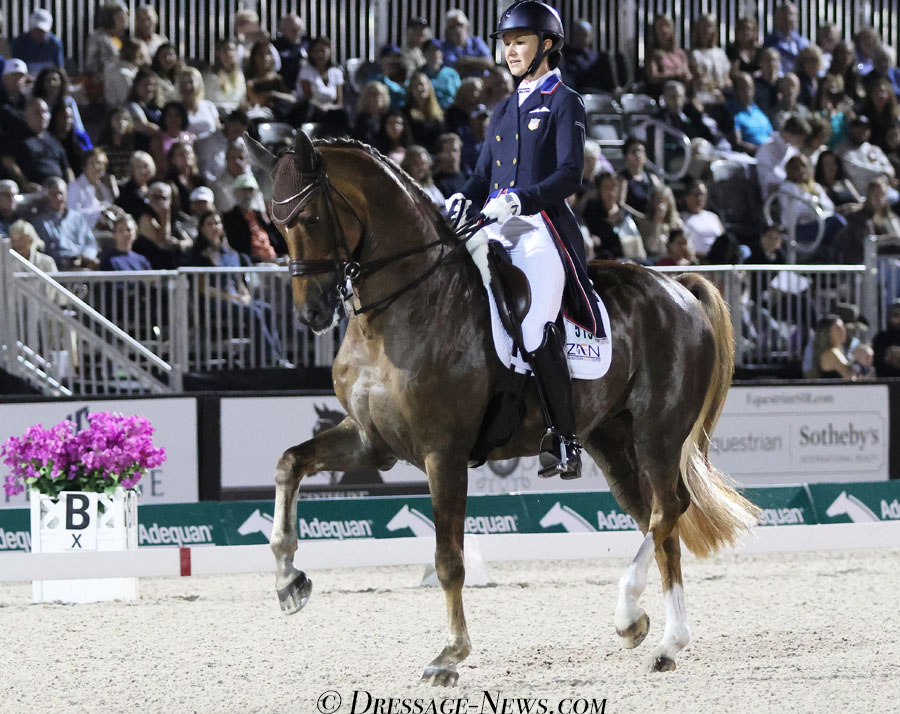 Adrienne Lyle on Helix in the Wellington World Cup Freestyle. © 2025 Ken Braddick/DRESSAGE-NEWS.com